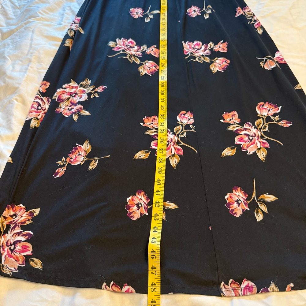 Nine Britton boho maxi dress black floral XL strappy sundress wedding guest - Picture 4 of 7
